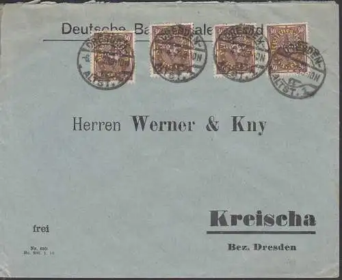 PERFIN / PERFORES - "D B" Dresden Deutsche Bankfiliale 6.4.23, Inflafrankatur (208(4)), Firmenlochung