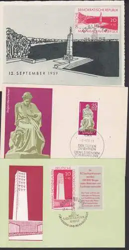 MC 720 Oranienburg, Berlin-Trepttow, Ravensbrück - 3 Anlasskarten  (783b, 1604)