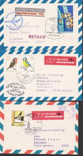 INTERFLUG drei Sonderflüge mit IL 62, Olympiade 1980 , dabei 35 Pfg. Interkosmosprogram (2312)