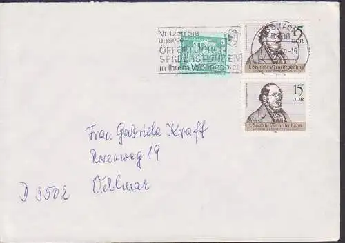 Friedrich List 15 Pfg. im senkr. Paar (3238) auf Auslandsbrief MWSt