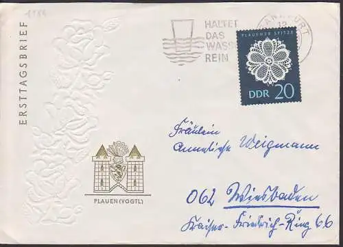 Plauener Spitze MWSt. "Haltet das wasser rein" (1186)