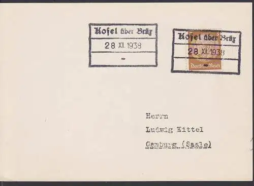 Kosel über Brüx, 28.XI. 1938, Kozly - sogenannte Befreiungsst. Sudenten