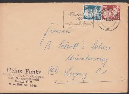 Berlin N4 MWSt. Fördert die nationale Front! 13.2.50
