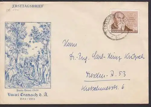 Friedrich Ludwig Jahn Ersttagsbrief mit Tagesst. Dresden (384)