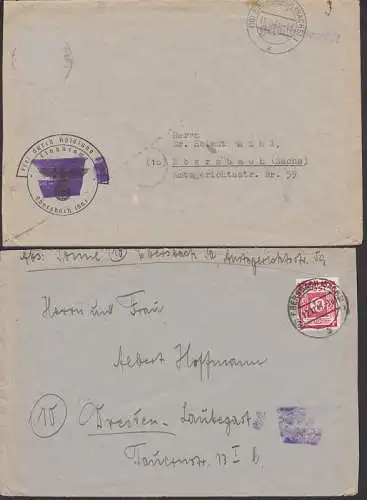 Wendebrief Ebersbach 31.10.45, apt. Logo vom Finanzamt und 12.11.45 nach Dresden