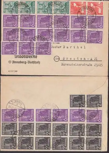 Annaberg (Erzgeb) Stadtwerke 28.6.48 nach Dresden 10fach-Frankatur