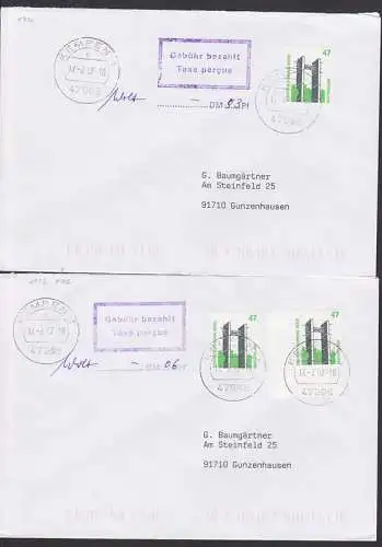 Kempen 47 C mit R2 Gebühr bezahlt, Taxe percue (1932 Bogen) 14.7.97, Europäer Denkmal BERU