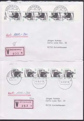 Brühlsche Terasse Dresden 220 Pfg. MeF Wertbrief 14.8.97 aus Nürnberg, (1936 Bogen)