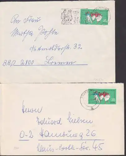 Kinder- und Jugendspartiakate der DDR, 35 Pfg. je auf Auslandsbrief (2245)