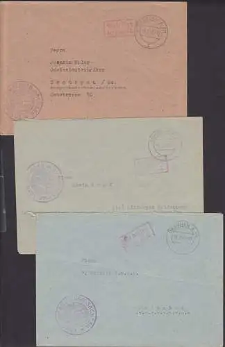 Landesverwaltung Sachsen Dresden 3 Barfrankatur, Gebühr bezahlt, Behördenbriefe aus 1946