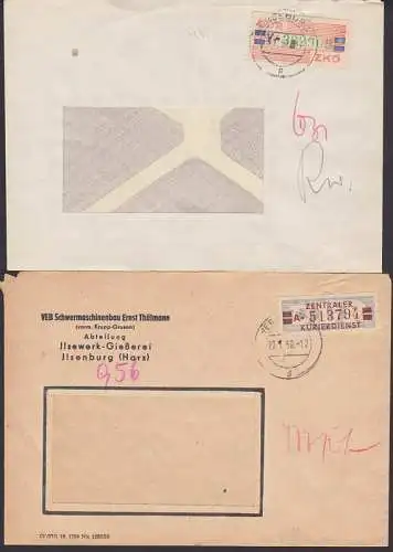 Ilsenburg, Merseburg, 2 Briefe mit ZKD-Streifen, vorschriftsmäißig sammelunwürdig gemacht, B27V
