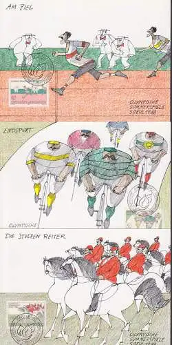 Olympische Somerspiele SOEUL 1988, 3 MC Lichtenstein, Pferdesport Reiten, Radsport, bike, Laufen