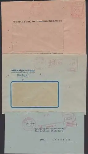 Hamburg 3 aptierte AFS zw. 1945 und 47, SHELL-AUTOTEILE, Wilhelm Fette, Wein- u. Trinkbrantwein