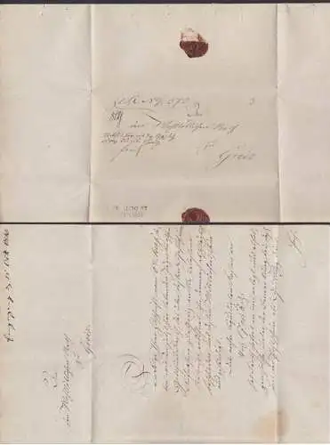 Altbrief aus Waltershausen, Thurn und Taxis 1845, mit Inhalt nach Greiz Z2 GREIZ 15 OCT. 45