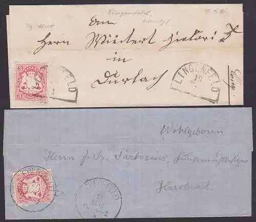 Ebensfeld, Lingenfeld 18.1.1871 (Mke mit Mngel), 3  Kreuzer-Frankatur (23)