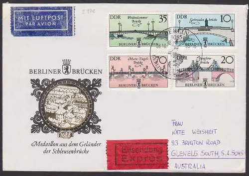 Berliner Brcken auf Eil-Lp-Auslandsbrie (2972/75), rs. Eing.-St., SSt. Berlin