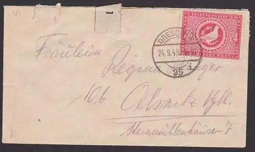 Volkskongress 1949, Friedenstaube, Fernbrief 24.9.49 (323)