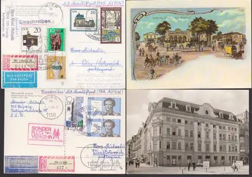 Leipzig Messe R-Lp-Brief nach Wien, portogenaue Frankatur auf Ak, Sonderflugverkehr