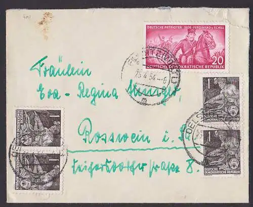 Ferdinand von Schill, Minibrief 25.4.54 mit 1 Pfg. Bergarbeiter (400)