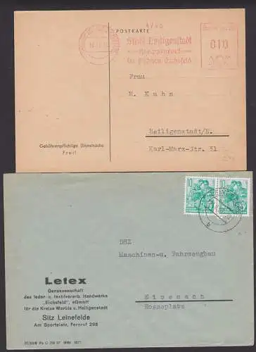 Heiligenstadt (Eichsfeld) AFS Stadt Heilgenstadt als Ortskarte, Leinefelde  10 Pfg. Fnfjahrplan