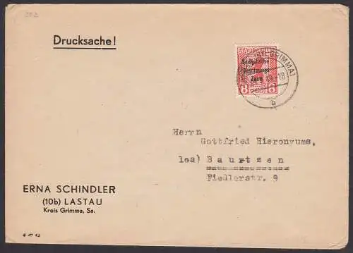 Lastau (Kr. Grimma) Ds 2. Gewichtsstufe, 8 Pfg-Br mit SBZ-Aufdruck (202)