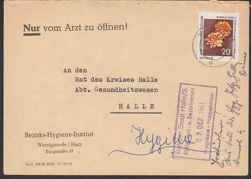 Vordruckbrief Nur vom Arzt zu ffnen! Wernigerode (855) mit Vermerk Irrlufer