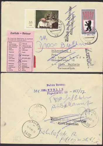 Wappen Berliner Br Eil-Bf nach sterreich mit zurck, Z2  nicht behoben (2817)
