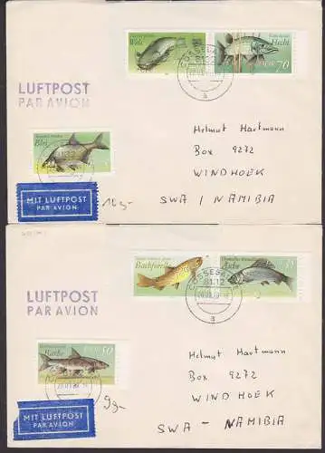 Fische SoMkn auf Lp-Brief nach Namibia (3095/00) rs. Abs. entfernt