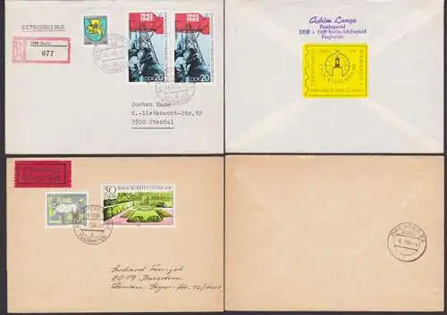 Berlin-Schnefeld Flughafen OSt. Auf Eil- bzw. R-Brief, dabei Vignette Stockholmia 86