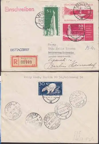 Mahnmahl Ravensbrck, Buchenwald R-Bf mit 20 + 80 Pfg. Zuschagsmarke nach Lusanne (538)