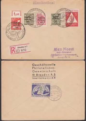 Vignette Fr Deutschlands Einheit und gerechten Frieden SSt. R-Brief 24.10.48, SBZ-Aufdrucke Ziffern, EA I, Bren
