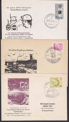 Sangerhausen Thomas-Mntzer-Schlacht Kupfer, 4 SSt. dabei Schmuckumschläge zum Kombinat Wilhelm Pieck