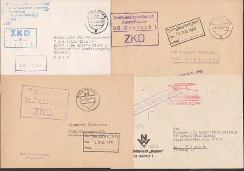 Rostock vier ZKD-Briefe, dabei AFS Neptunwerft, Datenverarbeitungszentrum, GHG