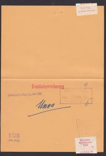 Deutsche Reichsbahn EDS Verschlussmarke und EDS Dreieck-St. Reichsbahnamt Berlin 4, Z1 Frankaturrechnung 1975