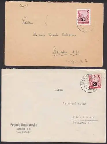 Berlin-Stalinalle 20 auf 24 Pfg. 5-Jahrplan, (439), Dresden,  Bischofswerda