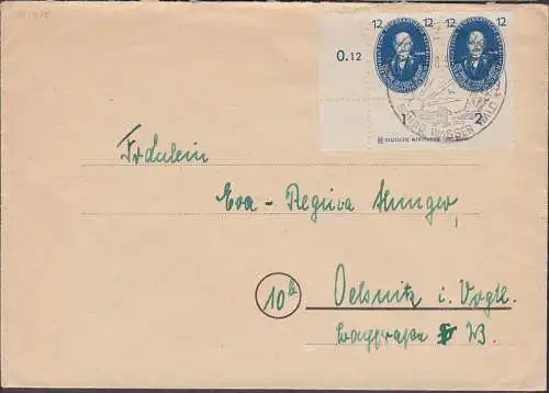 Max Planck 12 Pfg. Akademie lu. Eckrandst. mit Druckerzeichen (266a DZ) aus Binz SSt