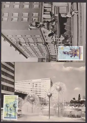 MC 2441, 2442 Dresden Gänsediebbrunnen, Prager Str. Pusteblume Wasserspiel auf Ak