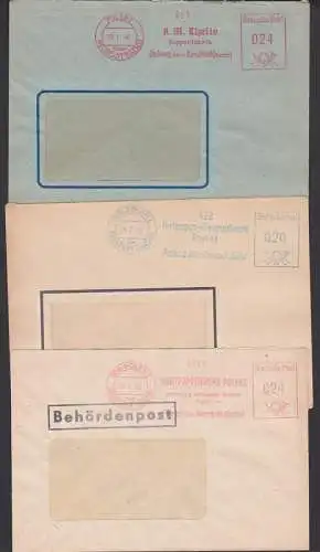 Polenz über Neustadt Hartpappenwerk AFS in rot Behördenpost und blau, Vorgänger A.M. Theile 23.1.48