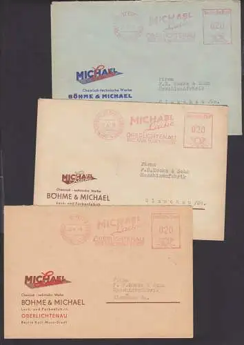 Oberlichtenau AFS Michael Lacke auf illustrierte Fa.-Umschläge 1958, 1959