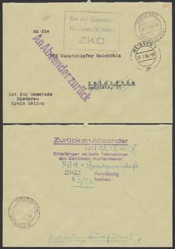 Rat der Gemeinde Niederau / Kr. Meissen ZKD-Brief mit Zurück, rs. Z5 1211 Empfänger ist kein Teilnehmer