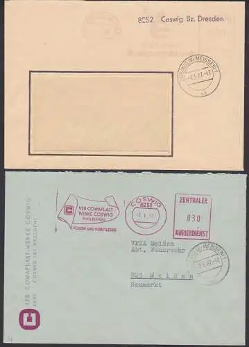 Coswig ZKD-AFS COWAPLAST 7.1.67, Z1 Gummist. 8252 Coswig Bz. Dresden, Ergänzung der Postleitzahl