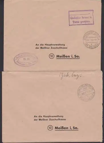 Klein Welzheim über Seligenstadt (Hessen) 18.2.46 hs Geb bez. - unbekannt!, Ottendorf-Okrilla 5.7.45 R3 Taxe Percue