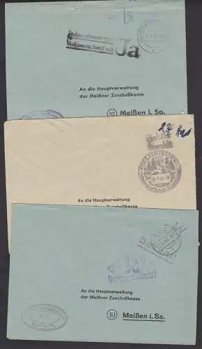 Zell a. M., Forbach (Baden, Schönwald(Oberpf) je Barfrankatur1946, dabei Gummist. Dein JA zum Volksentscheid!