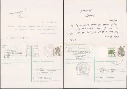 VGO - Doppel-GA Celle mit Zufrankatur 30 Pfg. Goethe/Schiller-Denkmal mit Leerfeld, kpl