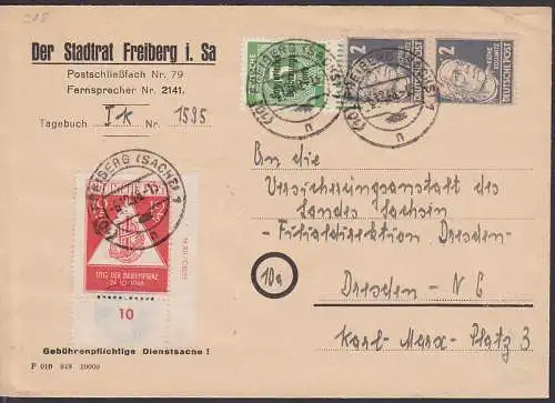 Tag der Bfm 1948 (228) mit Dv auf Bf aus Freiberg Der Stadtrat  6.12.48 nach Dresden