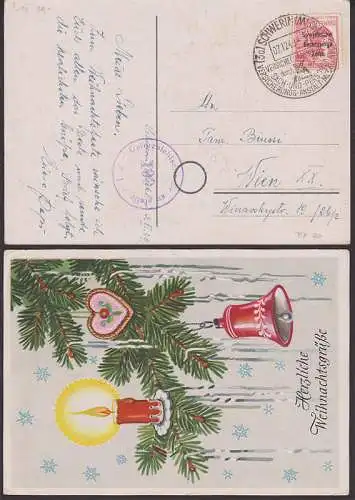 Schwerin (Meckl)7.12.49 SSt. 30 Pfg (192) SSt. auf Auslandskarte mit österreichischer Zensur - 199