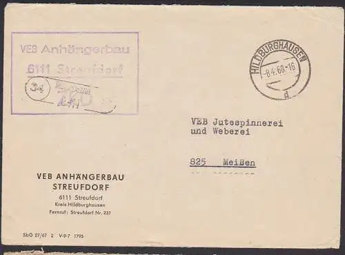 Streufdorf PSSt. 34 Hildburghausen, R3 ZKD-St. VEB Anhängerbau 8.4.68