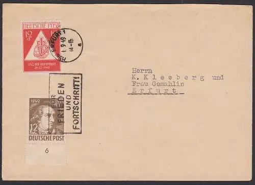 Erfurt PFS 1.9.49 Für Frieden und Fortschritt! Dabei 12 Pfg. J. W. von Goethe