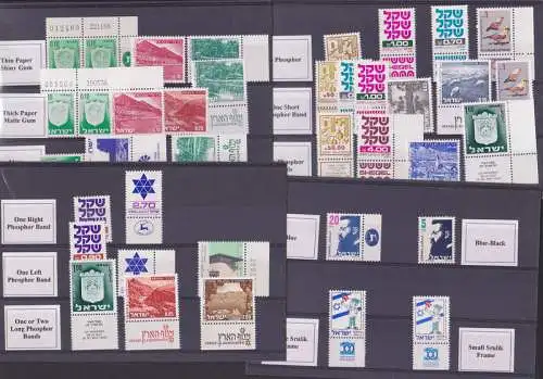 Israel postfrische Marken in versch. Typen bzw. Farben 1948