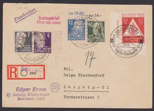 Druckerzeichen (228 DZ) und Borkengummi 6 Pfg. G. Hauptmann R-Bf, SSt. Leipzig, rs. Eing.-St